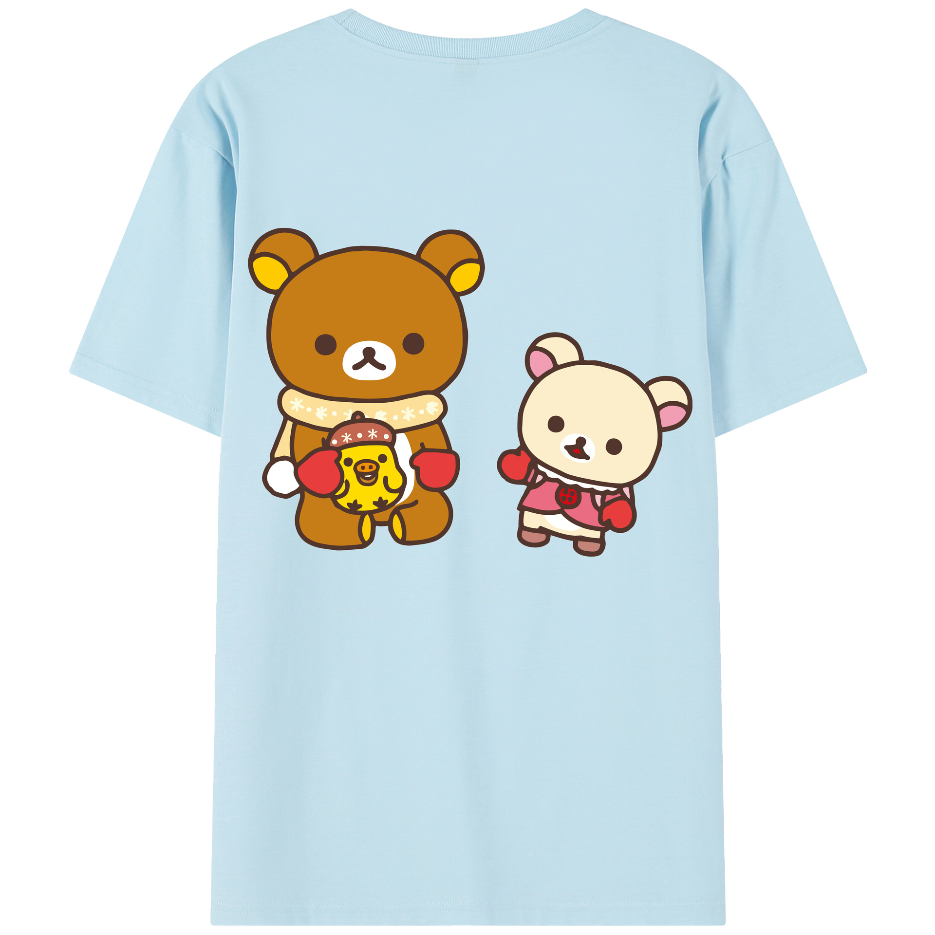 （画像用） リラックマ リラックマ キイロイトリ Rilakkuma Korilakkuma Kiiroitori 綿100％半袖Tシャツ（背面プリント）